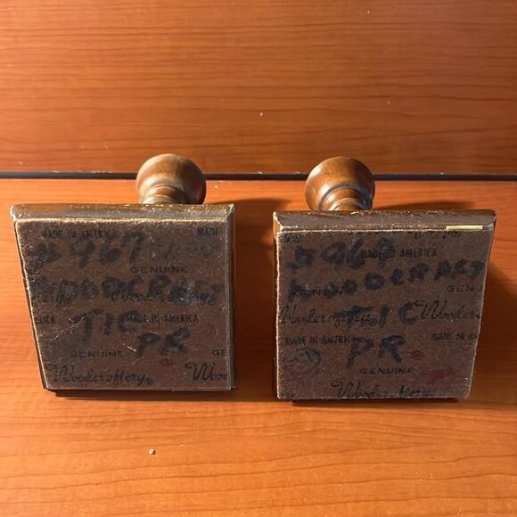 Set of (2) Brown Wooden Woodcrafters Candlestick Square Holders for Taper Candle - Picture 8 of 10